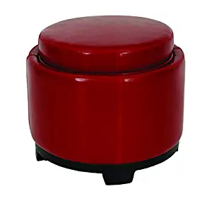 Best Storage Ottoman Round Red