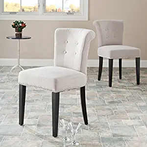 Best Sleek Beige Linen Dining Chair (Set Of 2)