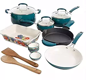 Best Pioneer Woman Vintage Speckle Turquoise Cookware Set