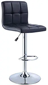 Best Black With Chrome Pedestal Bar Stool With Back