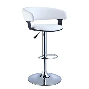 Best Black With Chrome Pedestal Bar Stool With Back