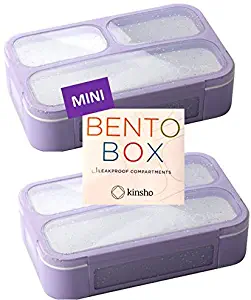 Snack Containers for Kids Toddlers | MINI Bento Lunch-Box | SMALL Bento-Box Portion Container | Toddler Pre-School | Leak-proof Boxes for Girls or Teens | Purple Sparkle Set of 2