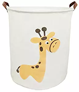 BOOHIT Storage Baskets,Canvas Fabric Laundry Hamper-Collapsible Storage Bin with Handles,Toy Organizer Bin for Kid's Room,Office,Nursery Hamper, Home Decor (Giraffe)