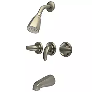 Kingston Brass KB238LL Tub and Shower Faucet with 3-Legacy Lever Handle, Satin Nickel