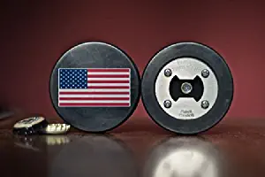 USA Bottle Opener, Made from a real Hockey Puck, American Flag, Magnetic Cap Catcher, Coaster