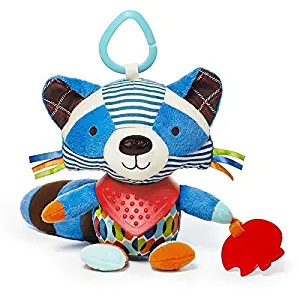 Skip Hop Bandana Buddies Baby Activity and Teething Toy with Multi-Sensory Rattle and Textures, Raccoon