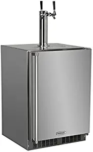 Marvel MO24BTS2RS Outdoor Built-In Beer Dispenser, Twin Tap, Solid Door, Right Hinge, 24", Stainless Steel