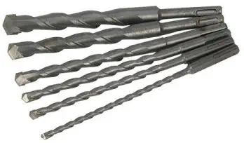 6 Piece SDS Masonry Bit Set Durable C2 tungsten carbide tipped bits for use on masonry, concrete and brick