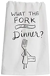 Primitives by Kathy Cotton Kitchen Towel, 28-Inch by 28-Inch, What The Fork