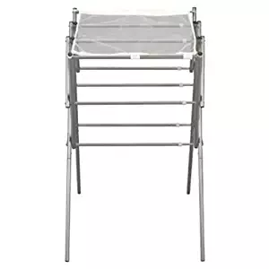 Household Essentials 5127 Collapsible Expandable Metal Clothes Drying Rack - Dry Wet Laundry Indoors - Satin Silver