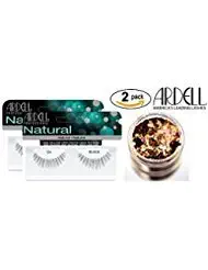 Ardell Professional NATURAL Lashes (2-PACK with bonus Skin/Hair Glitter) (124 Black (2-PACK))