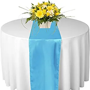 Elina Home 12-Inch-by-108-Inch Satin Table Runner, Sky Blue (Pack of 10)