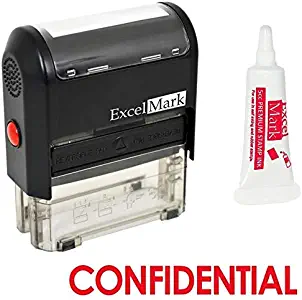 ExcelMark Confidential Self Inking Rubber Stamp - Red Ink with 5cc Refill Ink