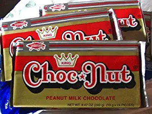 King ChocNut Peanut Milk Chocolate 24pcs. (Large 8.5oz 240g) Philippines (6 Packs)