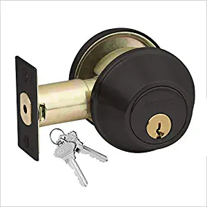 Heavy-Duty Commercial Single Cylinder Hardened Deadbolt Lock, Fire Rated, Exceeds Grade 2 Specifications, Adjustable 2-3/8