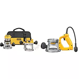 DEWALT DW618PKB 2-1/4 HP EVS Fixed Base/Plunge Router Combo Kit with Soft Start with DW6183 D-Handle Base for DW616/618 Routers