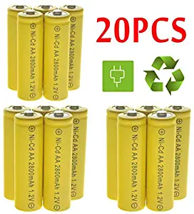 20Pack AA Ni-CD 2800mAh Rechargable Batteries - Batteries NiCd Lights Garden Solar Light LED USA