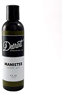 Detroit Grooming Co. Shave Gel - Manistee - Hydrating Aloe, Nourishing Vitamin E Oil, and Healing Eucalyptus for Smooth Clean Skin - Use with Any Skin Type or Blade, Safety or Straight Razor (4 oz)