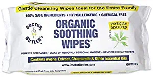 Dr Butler’s Organic Soothing Wipes – All Natural, Hypo-Allergenic Hemorrhoid Treatment Wipes to Help Moisturize and Soothe Dry Sensitive Skin with Chamomile and Essential Oils* (1 Pack – 60 Count)