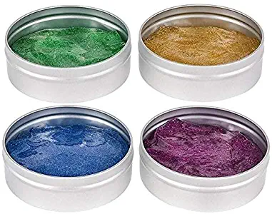 Kicko Glitter Putty in Tin Can - Colorful Toys for Kids – 3 Inch Container - Gentle on Skin, Slime - 4 Pack - Gift Ideas, Party Favors