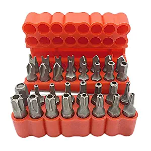 Mangocore Security Tamper Proof Bit Set 33pcs Torq Torx Hex Star Spanner Tri Wing Electric Screwdrive Hex Bit 1/4" 6.35mm Magnetic Holder