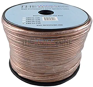 The Wires Zone SWC14-250 Clear Transparent, 250', 14 Gauge, AWG Speaker Wire Cable for Car Home Audio