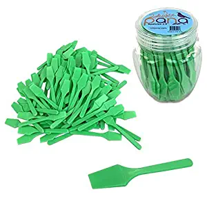 Beauticom Pana Brand Cosmetic Make Up Disposable Plastic 2.5" Spatulas Skin Care Facial Cream Mask Spatula (100 Pieces in a Container) (APPLE GREEN)