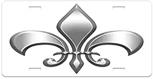 Ambesonne Fleur De Lis License Plate, Lily Flower Nobility of Knights in Medieval Time European Iris, High Gloss Aluminum Novelty Plate, 5.88