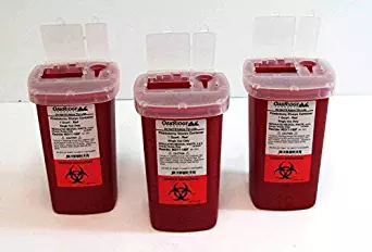 1 Quart Size (Pack of 3) | Oakridge Products Sharps Container with Flip Lid | for Diabetics