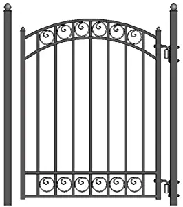 ALEKO PGDUB Dublin Style Ornamental Galvanized Steel Pedestrian Security Gate 5 x 4 Feet Black