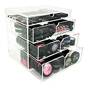 Vencer Acrylic Makeup Organizer Holder Box with 4 Removable Drawers VMO-016