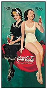 Desperate Enterprises SIGC15 Coke Girls 50 Yr Metal Tin Sign, Green