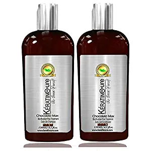 Keratin Cure Brazilian Chocolate Bio with Aloe daily use Shampoo Conditioner 4.1 oz set with Argan oil Biotin SULFATE FREE protect Color Enhance Hair Growth prevent Hair Loss. for keratin treated hair