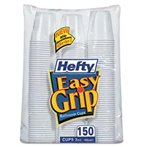 Hefty Easy Grip Bathroom Cup - 3 oz - 150/Pack - Plastic - White