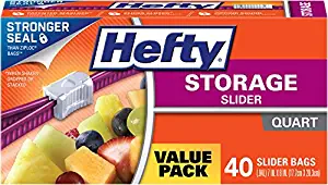 Hefty Slider Storage Bags, Quart, 40 Count
