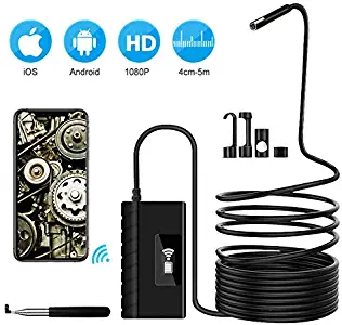 Wireless Endoscope Inspection Camera, IP67 Waterproof WiFi Borescope, 2.0 MP 1080P HD 5.5mm Snake Camera for Android, iOS, Tablet (5.5mm 11.5ft)