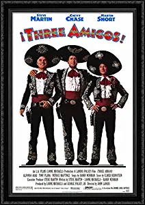 Three Amigos 28x40 Large Black Ornate Wood Framed Canvas Movie Poster Art