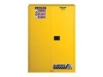 Justrite 894505 Sure-Grip EX Galvanized Steel 2 Door Manual Flammables Safety Cabinet, 45 Gallon Capacity, 43