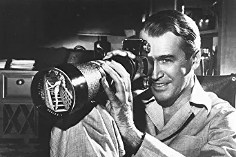 Rear Window James Stewart 11x17 Mini Poster looking through giant camera