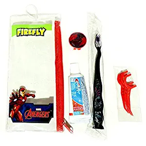 Firefly Oral Care Travel Kit Suction Cup Toothbrush for Children with Kids Crest Toothpaste and 4 Flossers