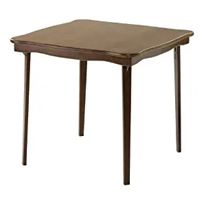 Scalloped Edge Wood Folding Card Table in Warm Fruitwood Finish