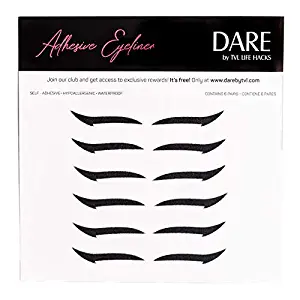 DARE - Reusable Adhesive Eyeliner - Reusable Eyelid Makeup Stickers - Instant Outline, Winged - Lid Cosmetic - Easy, Quick Application, No Smudge Design - 6 Pairs (Classic Black)