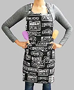 Classic Black & White Unisex Kitchen Apron by JB Premium. Premium Quality & Extremely Durable 100% Cotton Kitchen Apron with Pocket. Classic Unisex Chef's Apron for Women and Men.