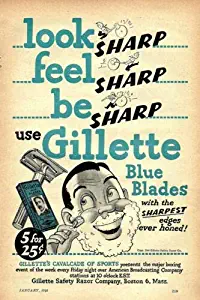 Yohoba Gillette Shaving Advertisment Retro Style Metal Wall Sign Plaque, Bathroom, Men 12