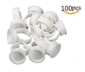 Tattoo Ink Caps Cups -100pcs Microblading Pigment Glue Rings Tattoo Ink Holder For Semi Permanent Makeup(Large 100pcs)