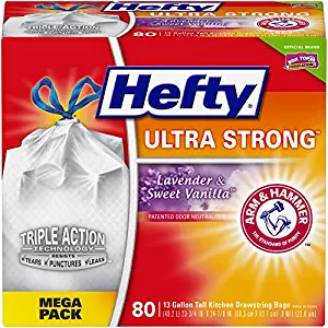 Hefty Ultra Strong Trash Bags, Tall Kitchen Drawstring, Lavender Sweet Vanilla