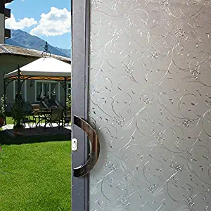 Bloss Decorative Window Film Privacy Window Cling Glass Door Film Heat Control Anti UV Static Cling Non Adhesive for Home Office, 17.7 by 78.7 Inches
