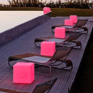 LOFTEK LED Light Cube: 20-inch RGB Cube Seats Colors Changing Bar Chairs&Tables, UL Listed Adapter, 4400mAh Capacity, Perfect for Sensory Education & Party Decoration