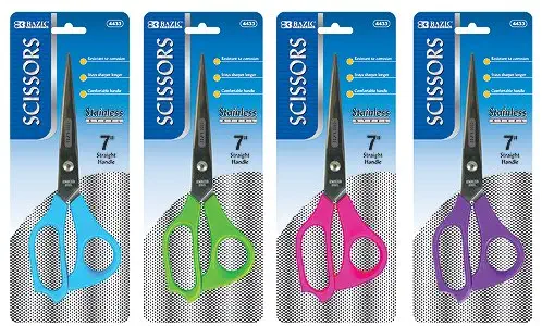 BAZIC 7" Stainless Steel Scissors, Case of 24 (4433-24)