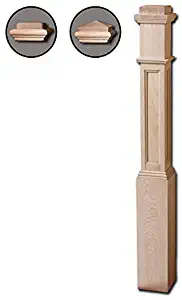 Red Oak 4991 6-1/4 inch Recessed Panel Contemporary Style Wood Box Newel Post for Stair Remodeling